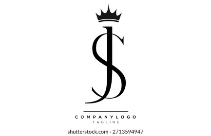 Monograma del logotipo de las letras abstractas de SJ, JS, S, J
