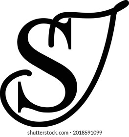 SJ, JS Simple Professional clean Logo with gold color 