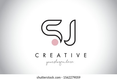 SJ Letter Logo Design with Creative Modern Trendy Typography and Black Colors.