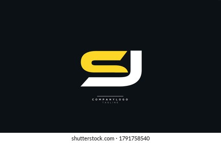 SJ letter logo design in yellow and white color