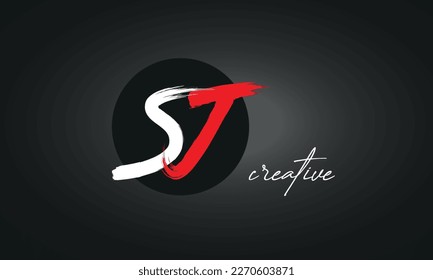 SJ Letters Brush Paint Logo icon, Elegant Vector Design