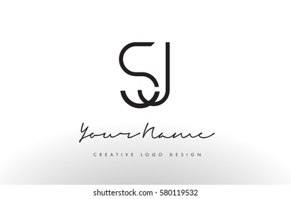 SJ Letters Logo Design Slim. Simple and Creative Black Letter Concept Illustration.
