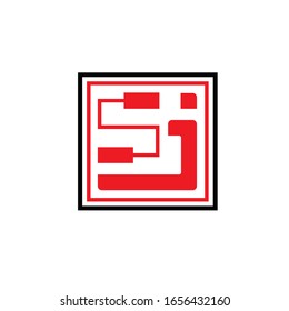 Sj Logo. Letter Design Vector with Red and Black Colors