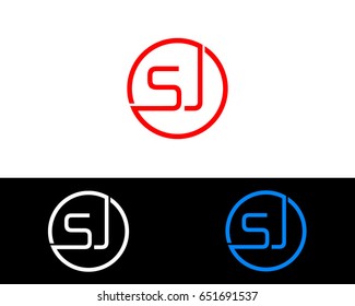 Sj Logo. Letter Design Vector with Red and Black Gold Silver Colors

