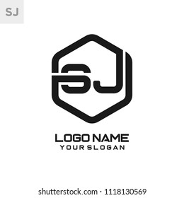 SJ logo letter initial, Abstract polygonal Background Logo,