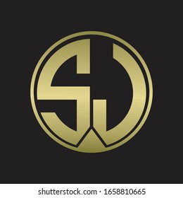 SJ Logo monogram circle with piece ribbon style on gold colors