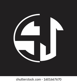 SJ Logo monogram with Negative space style design tempate