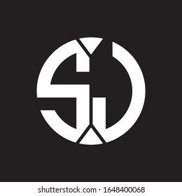 SJ Logo monogram with piece circle ribbon style