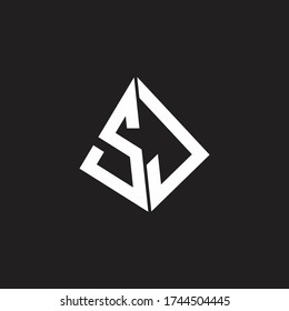 SJ Logo monogram with standout triangle shape ribbon design template