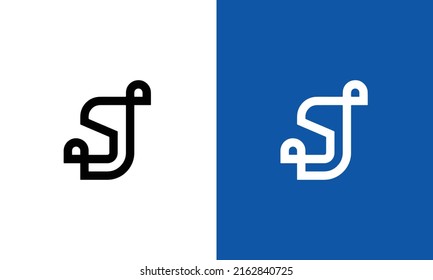 SJ Logo-Vorlage, SJ-Brief, flaches Design. Vektorgrafik