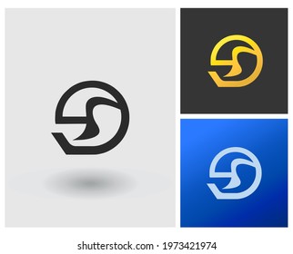 SJ SO logo vector. gold blue template idea