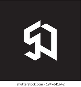 SJ S J Logo monogram emblem style design template for company. Outstanding professional elegant trendy awesome artistic black and white color.