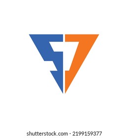 SJ or SD monogram vector logo. Blue and orange colored triangle based logo. Logo for company, industry, business, event, product, brand, and organization. 