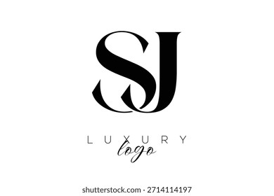 Logotipo de la tipografía del monograma de la letra de SJ Serif para la identidad elegante de la marca de Premium