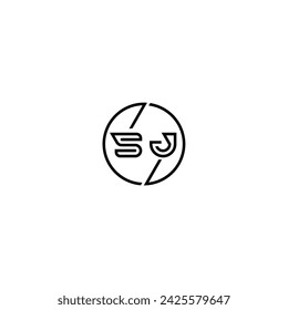 SJ simple outline concept logo and circle of initial design black and white background