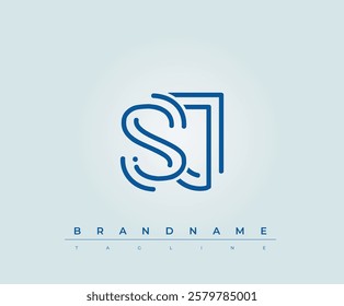 SJ Technology Letter Logo Template. This tech letter logo is a graphic mark that uses letters to represent a technology company.