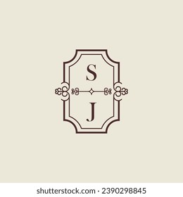 SJ vintage wedding initial logo in high quality professional design that will print well across any print media