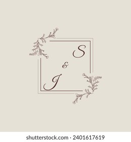 SJ wedding line square monogram with high quality professional design that will print well