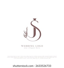 SJ Wedding Logo with Floral Monogram