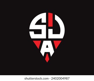 SJA letter location shape logo design