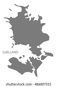 Sjaelland Denmark Map grey