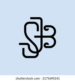 SJB monogram vector logo. Three artistic letter logo within light blue background. Logo for company, personal, artist, brand, event, and product.