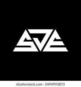 SJE triangle letter logo design with triangle shape. SJE triangle logo design monogram. SJE triangle vector logo template with red color. SJE triangular logo Simple, Elegant, and Luxurious design.