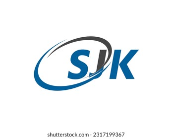 Letra SJK diseño creativo elegante del logo de swoosh