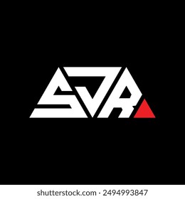 SJR triangle letter logo design with triangle shape. SJR triangle logo design monogram. SJR triangle vector logo template with red color. SJR triangular logo Simple, Elegant, and Luxurious design.