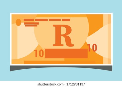 SK: 10 South African Rand Banknotes Paper Money Vector Icon Logo Illustration And Design. South Africa Business, Payment And Finance Element. Can Be Used For Web, Mobile, Infographic, And Print.