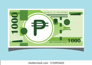 SK: 1000 Philippine Peso Banknotes paper money vector icon logo illustration and design. Philippine business, payment and finance element. Can be used for web, mobile, infographic, and print. EPS 10 