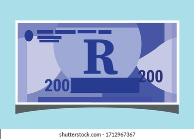 SK: 200 South African Rand Banknotes Paper Money Vector Icon Logo Illustration And Design. South Africa Business, Payment And Finance Element. Can Be Used For Web, Mobile, Infographic, And Print.