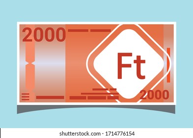 SK: 2000 Hungarian Forint Banknotes paper money vector icon logo illustration and design. Hungary business, payment and finance element. Can be used for web, mobile, infographic, and print.