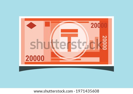 SK- 20000 Kazakhstani Tenge KZT Banknotes Paper Money Vector Icon Logo Illustration Design. Kazakhstan Business, Payment and Finance Concept Element. Can be Used for Digital and Print Infographic. eps