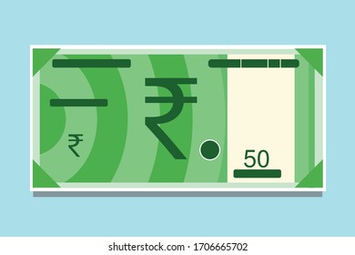 SK: 50 Indian Rupee Banknoten Papier Geld Vektorillustration Symbol Symbol für Illustration und Design. Indiens Geschäfts-, Zahlungs- und Finanzelement. Kann für Web, Mobile, Infografik und Print verwendet werden.