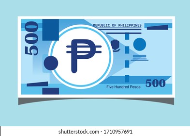 SK: 500 Philippine Peso Banknotes paper money vector icon logo illustration and design. Philippine business, payment and finance element. Can be used for web, mobile, infographic, and print.EPS 10.