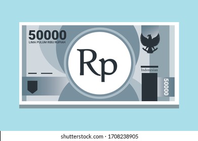 SK: 50000 Indonesian Rupiah Banknotes paper money vector icon logo illustration and design. Indonesia business, payment and finance element. Can be used for web, mobile, infographic, and print.