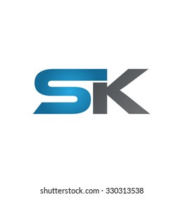 SK company linked letter logo blue