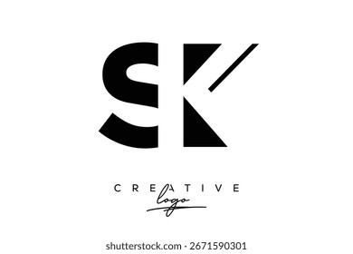 SK Creative Minimalist Negative Space Latter Logo con monograma moderno para marca y logotipo de marca comercial con letras iniciales Diseño de logotipo para marca.