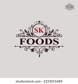 SK Foods logo design. vector professional SK logotype template.