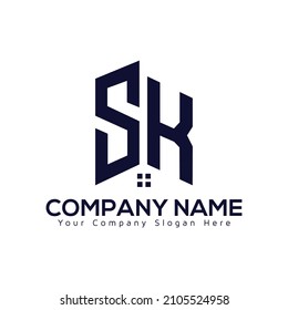 SK  house element Logo monogram SK logo SK letter logo Vector Template ,house logo eps.