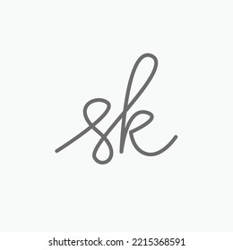 SK Initial Based Vector Logo. Handwriting Or Signature Logo. Logo For Wedding, Fashion, Cosmetics, Beauty, Personal Brand, Woman, And Company.