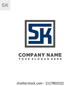 SK initial box letter logo template vector