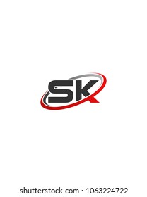 SK initial company red gray swoosh logo