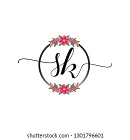 SK Initial Handwriting logo template vector