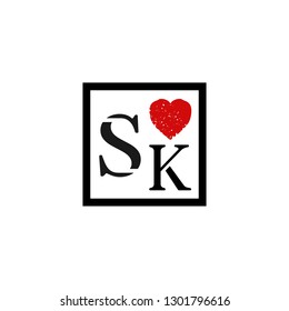 SK Initial Handwriting logo template vector