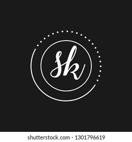 SK Initial Handwriting logo template vector