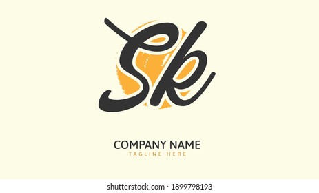 Sk Initial handwriting logo vector