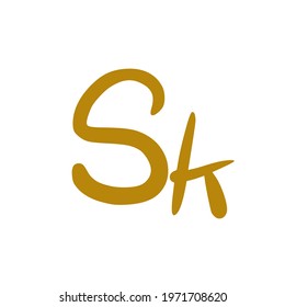 Sk initial handwritten gold logo for identity