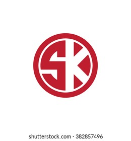 SK Initial Letters Circle Business Logo Red